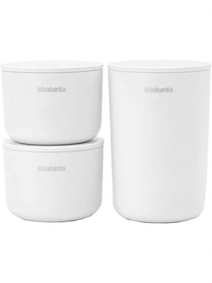 Brabantia, Set di 3 contenitori portaoggetti bianchi